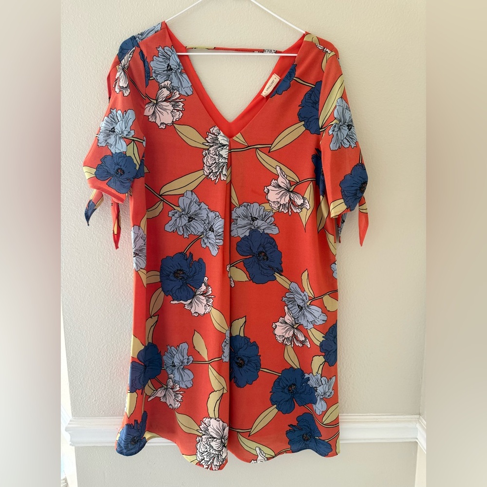 Crescent Red Floral Mini Dress